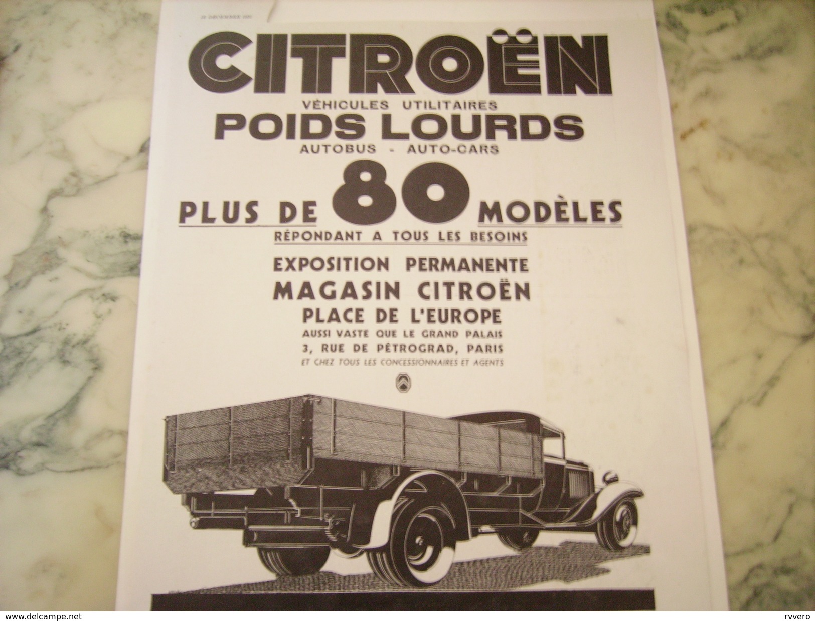 ANCIENNE PUBLICITE POID LOURD CITROEN 1931 - Trucks