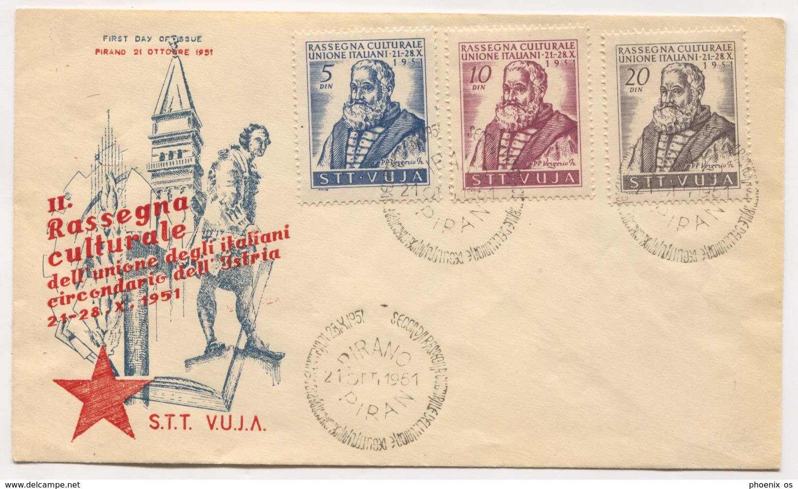 ITALY 1951. STT VUJA / FDC COVER, PIRAN / PIRANO, SLOVENIA - Marcophilie