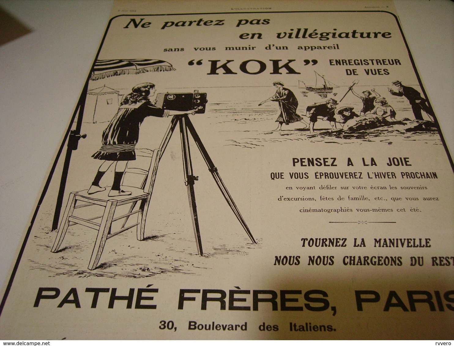 ANCIENNE PUBLICITE APPAREIL PHOTO KOK PATHE FRERE 1914 - Publicités