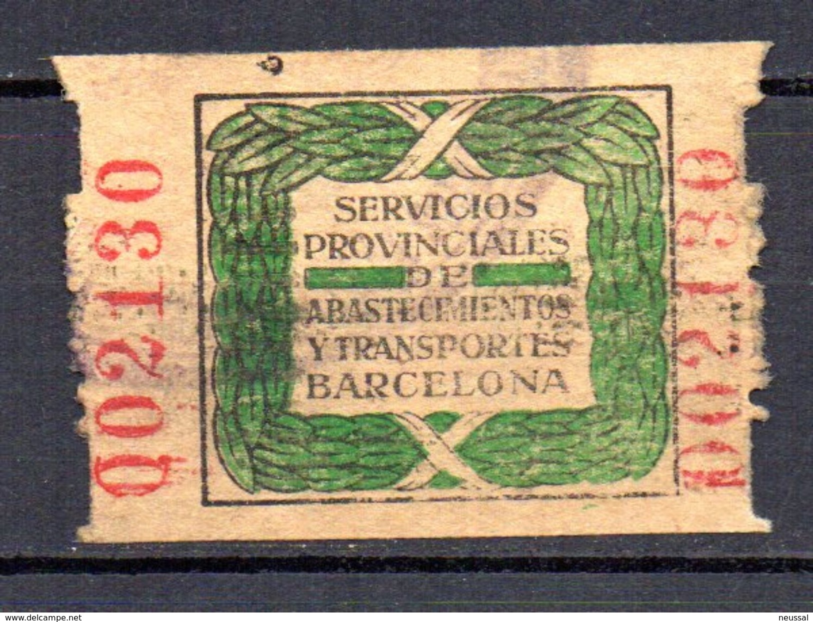 Viñeta De  Barcelona   Servicio Provincial De Abastecimientos Y Transportes. - Spanish Civil War Labels