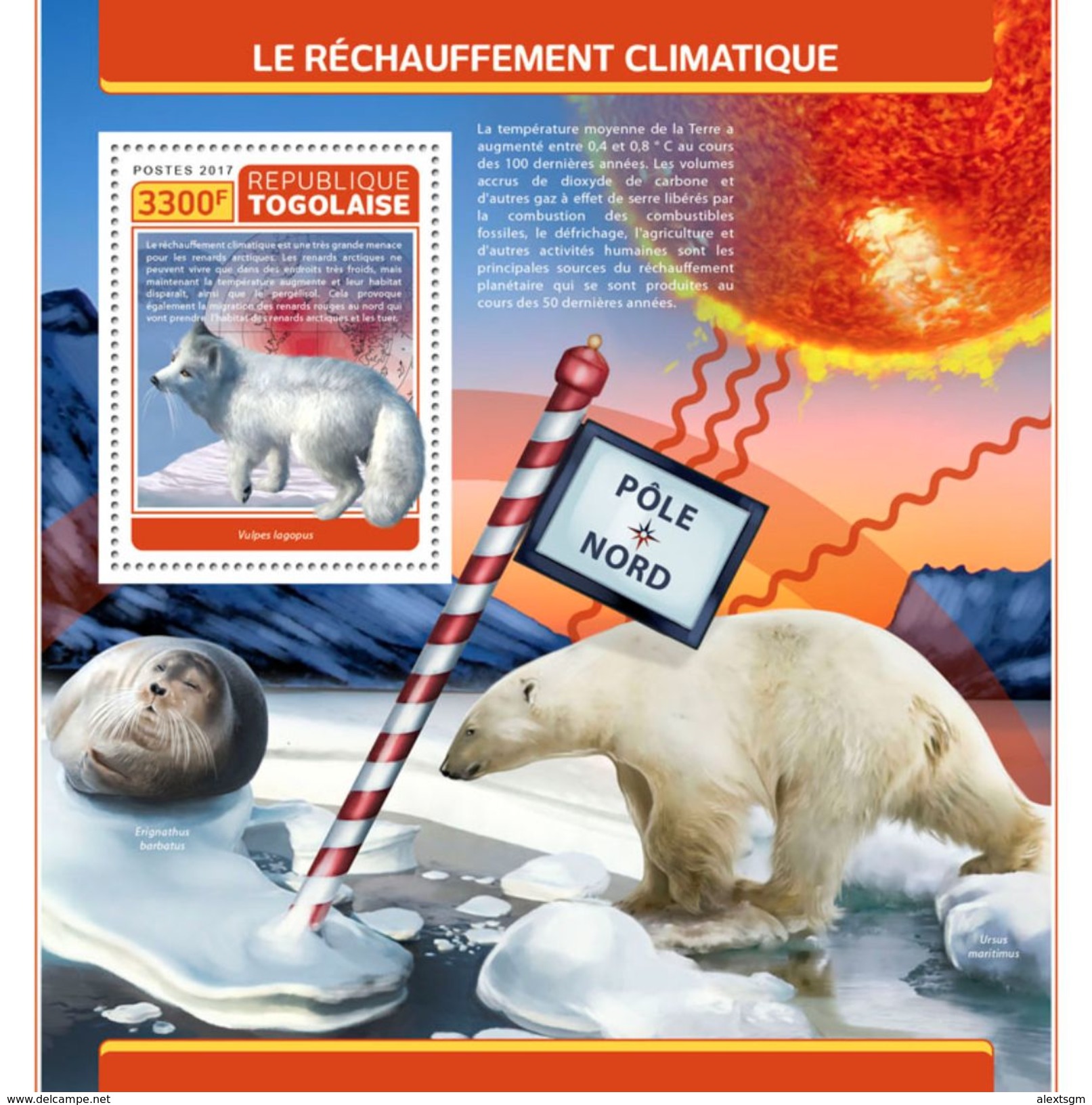 TOGO 2017 - Global Warming S/S. Official Issue. - Fauna ártica