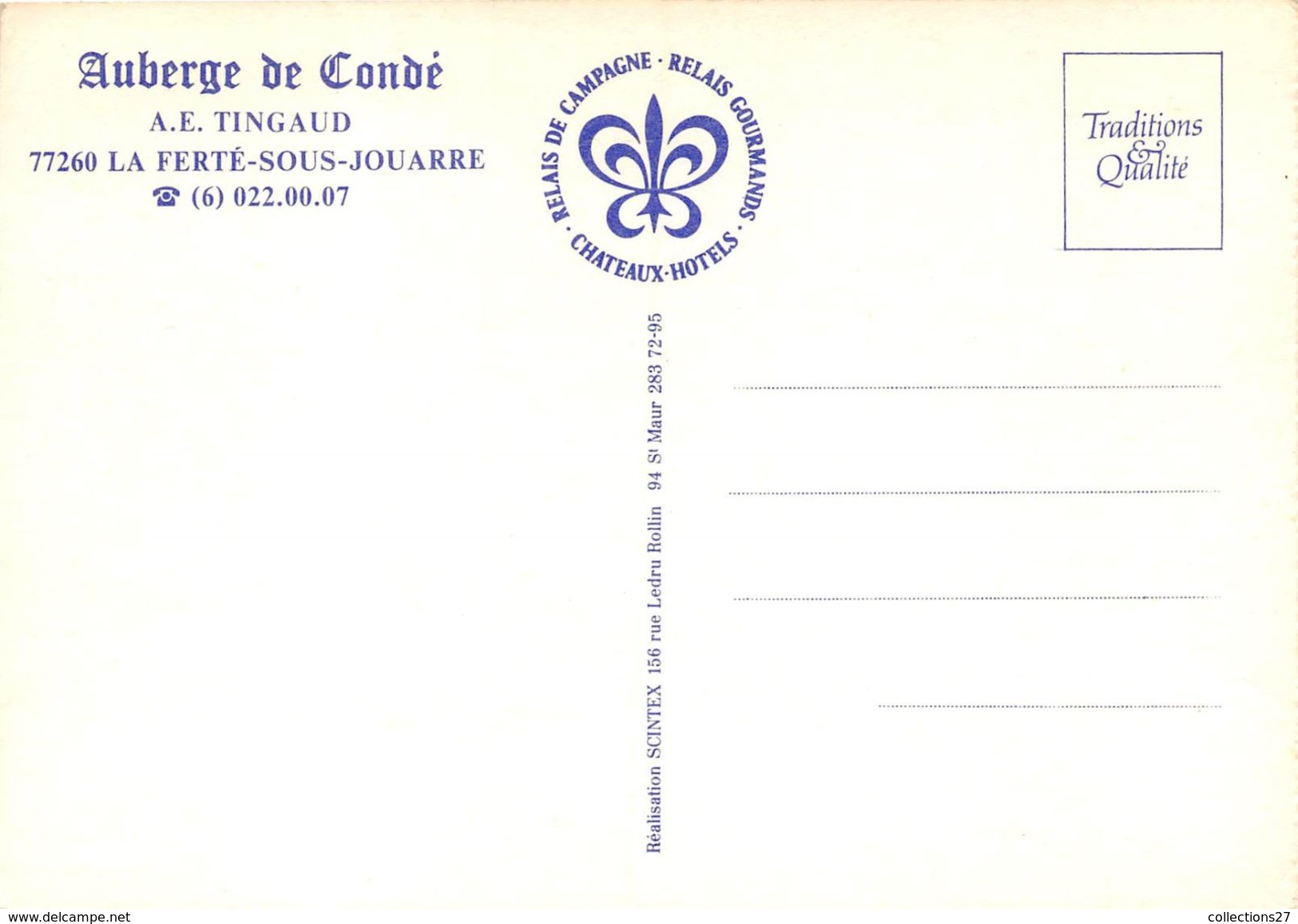 77-LA-FERTE-SOUS-JOUARRE- AUBERGE DE CONDE / A.E. TINGAUD - La Ferte Sous Jouarre