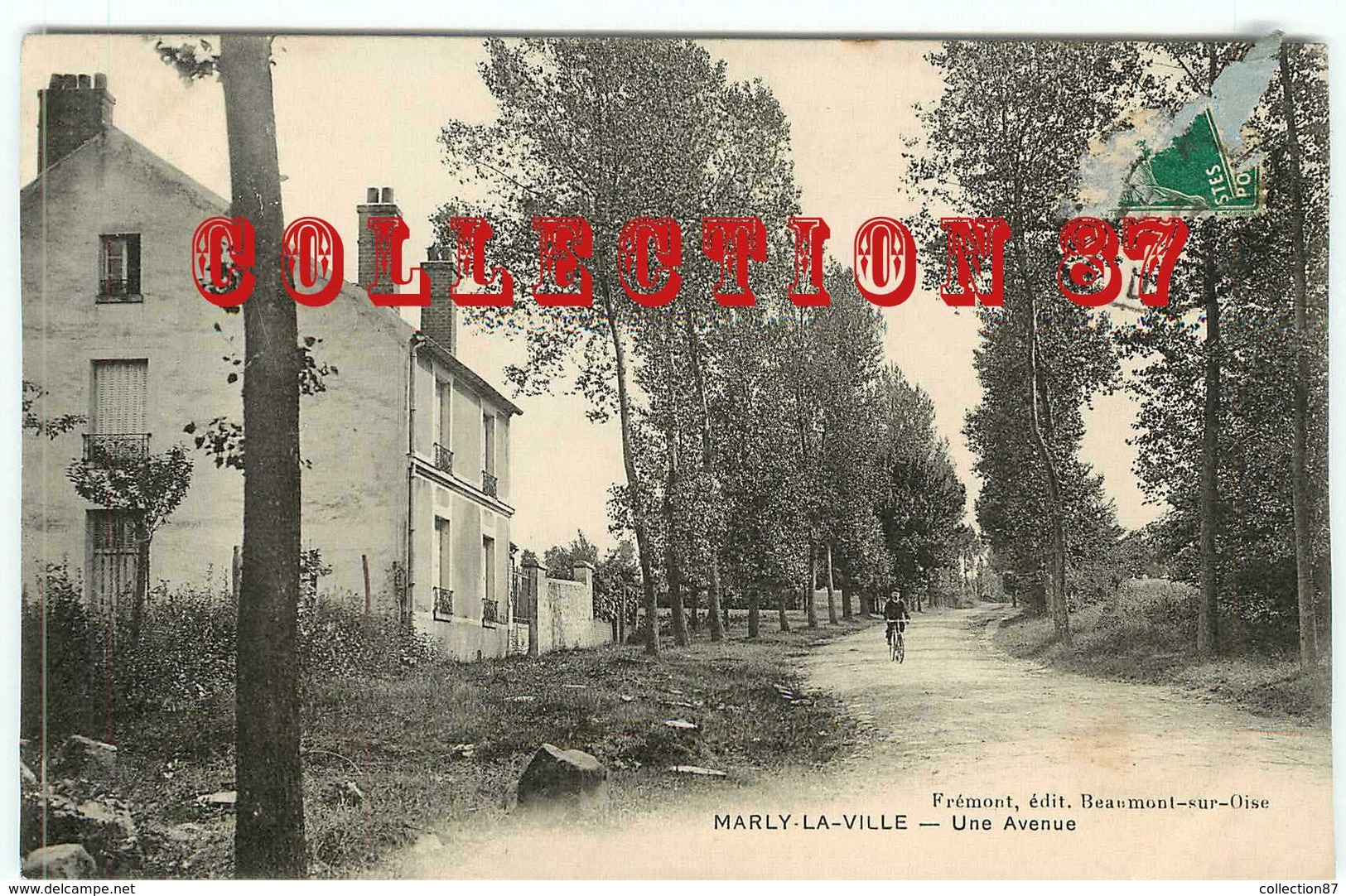 95 - MARLY La VILLE - CARTE POSTALE ANCIENNE D'UNE AVENUE Avec Un CYCLISTE Et MAISON ISOLE - Marly La Ville