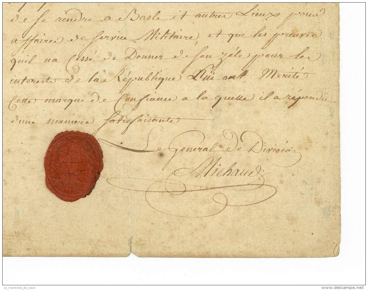 ARMEE DU RHIN 1795 General MICHAUD (1751-1835) Kirchheimbolanden Pfalz Fruhinsholz Autographe Doubs - Documents Historiques