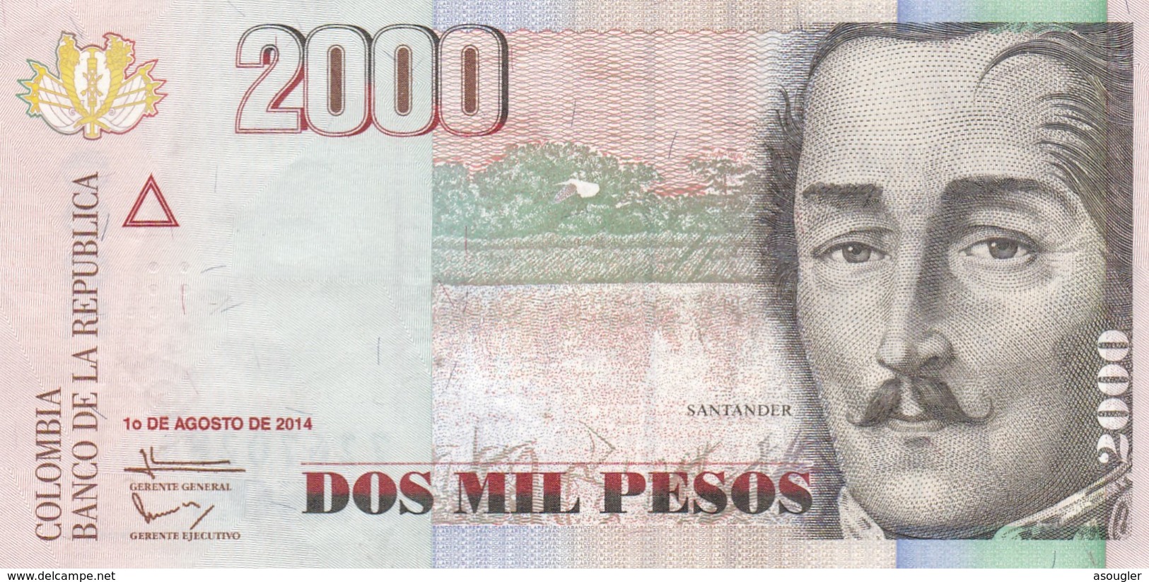 COLOMBIA 2000 PESOS 2014 XF (free Shiping Via Regular Air Mail (buyer Risk)) - Colombia