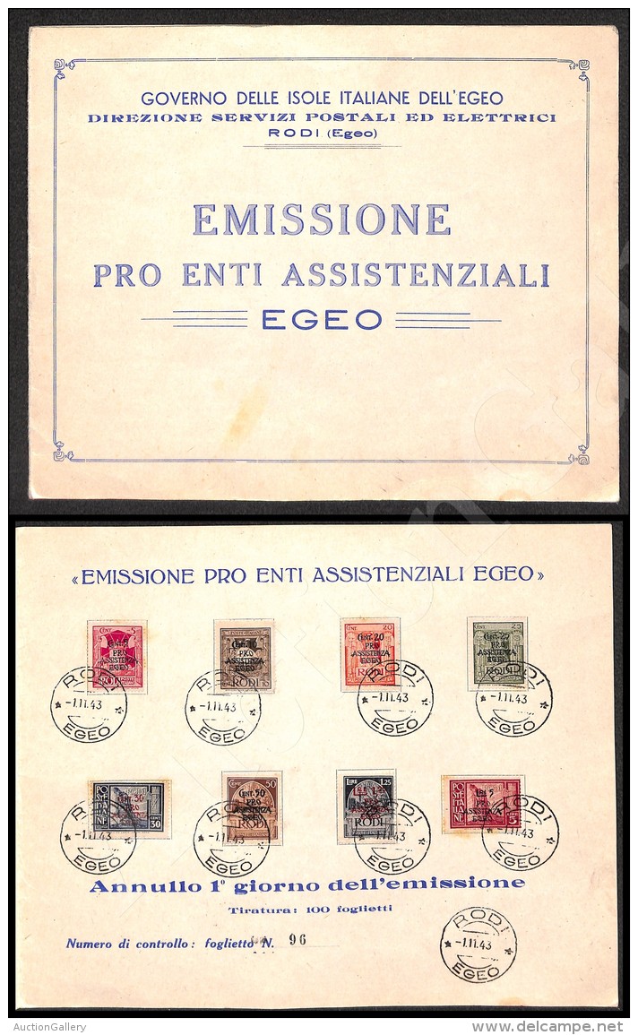 1943 - Pro Assistenza Egeo (118/125) La Serie Completa Degli 8 Valori Su Libretto Originale (n.96 Di 100 Esemplari)... - Otros & Sin Clasificación