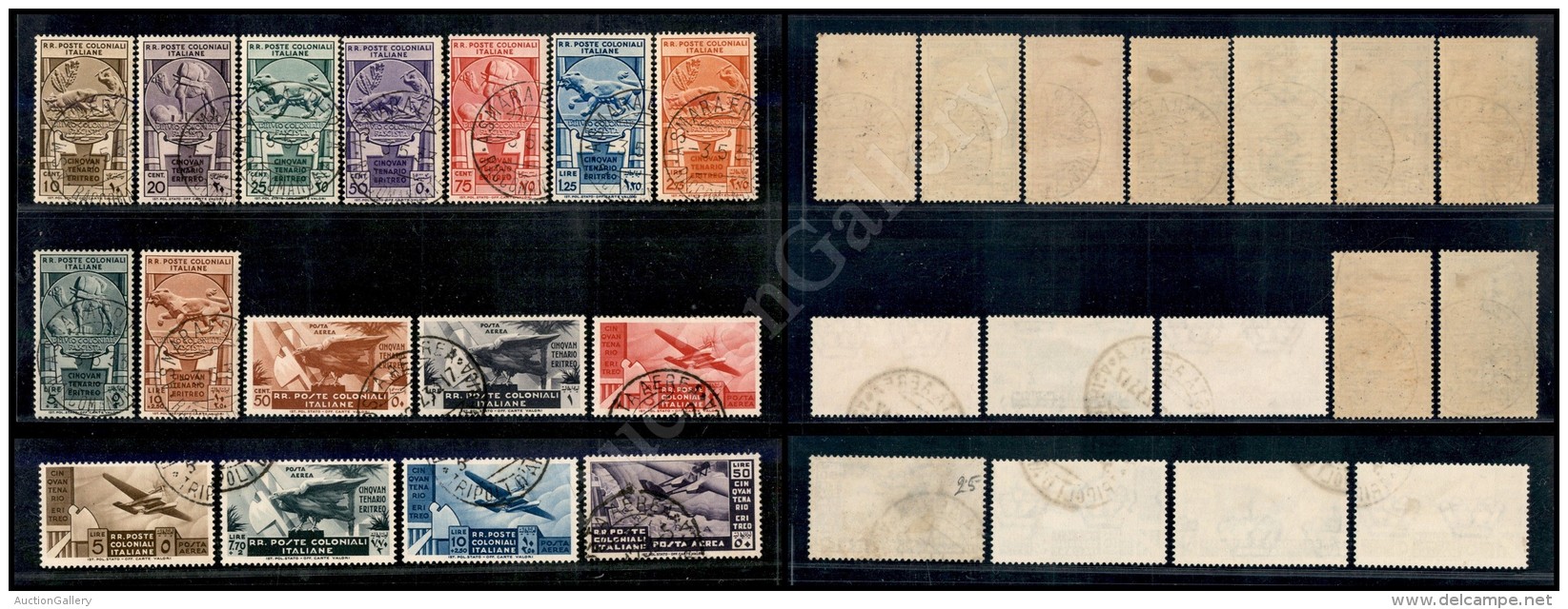 Emissioni Generali - 1933 - Cinquantenario Eritreo (23/31 - A15/A21) Serie Completa Ordinaria + Aerea - 16 Valori... - Otros & Sin Clasificación