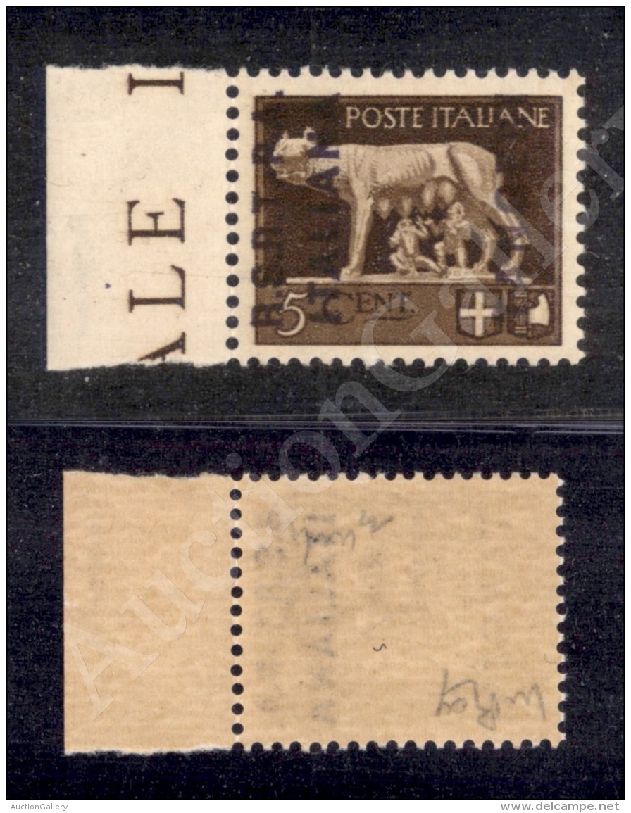 Marocco - 1939 - R.S.R.T. P.A Italiana Tangeri Su 5 Cent Imperiale Bordo Foglio - Gomma Integra - Cert. AG - Sonstige & Ohne Zuordnung