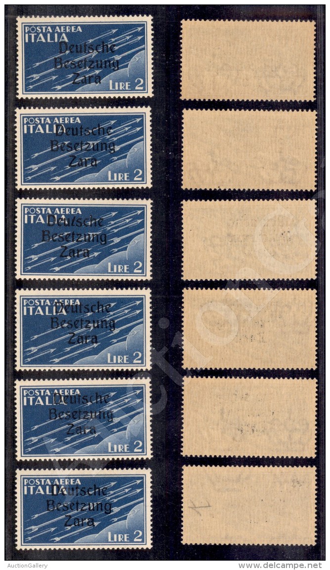 1943 - 2 Lire (6 - Aerea) - 6 Pezzi Con Errori Di Composizione (posizioni 2-17-21-23-34-49) - Gomma Integra (1.140) - Otros & Sin Clasificación