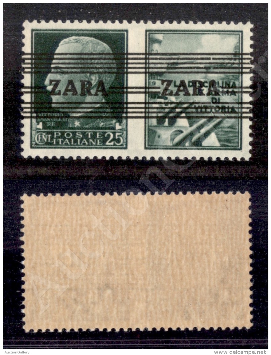 1943 - 25 Cent Marina (27 - Terzo Tipo) Con A Alternate Larga + Stretta - Gomma Integra - Cert. AG (450) - Other & Unclassified