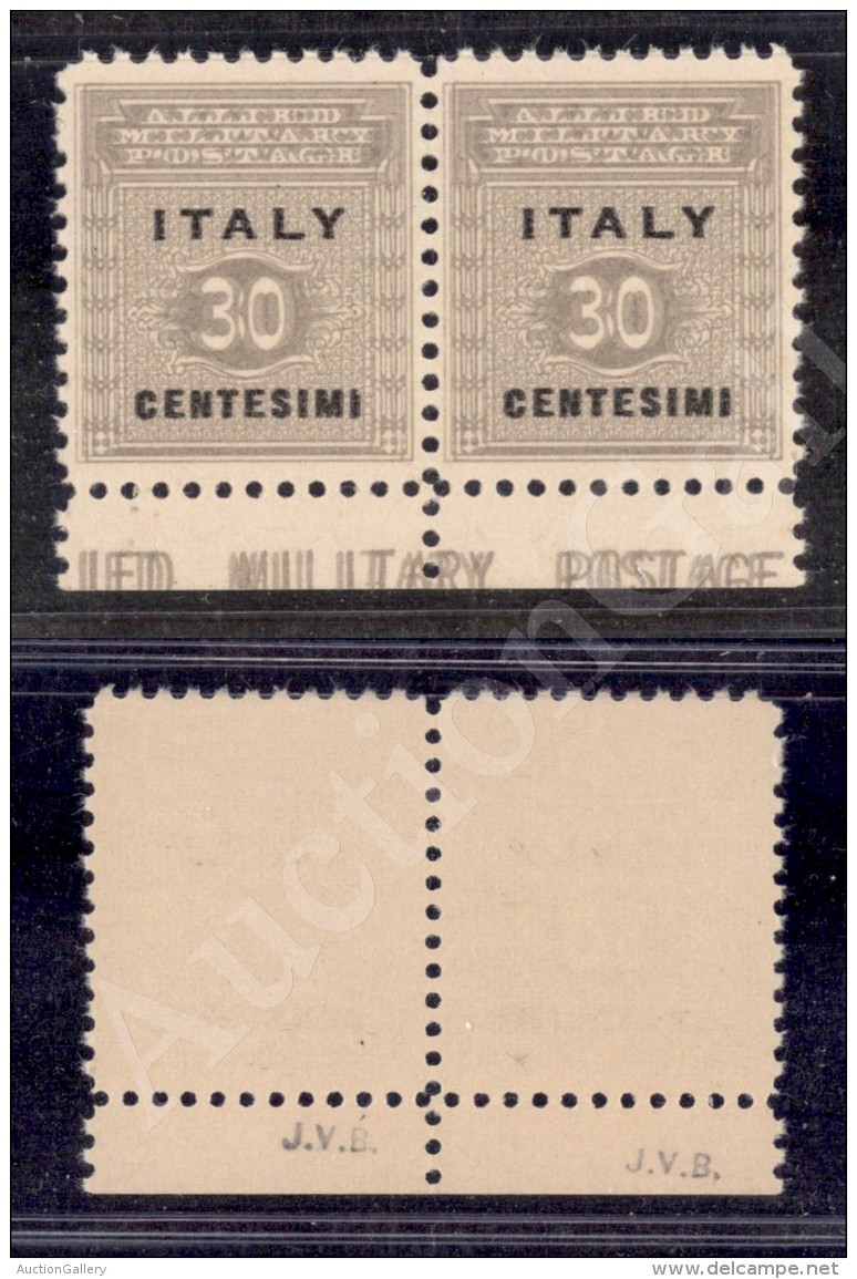 Sicilia - Occupazione Anglo Americana - 1943 - Coppia 30 Cent (3a) Con Doppia Stampa Del Fondo - Bordo Foglo -... - Sonstige & Ohne Zuordnung