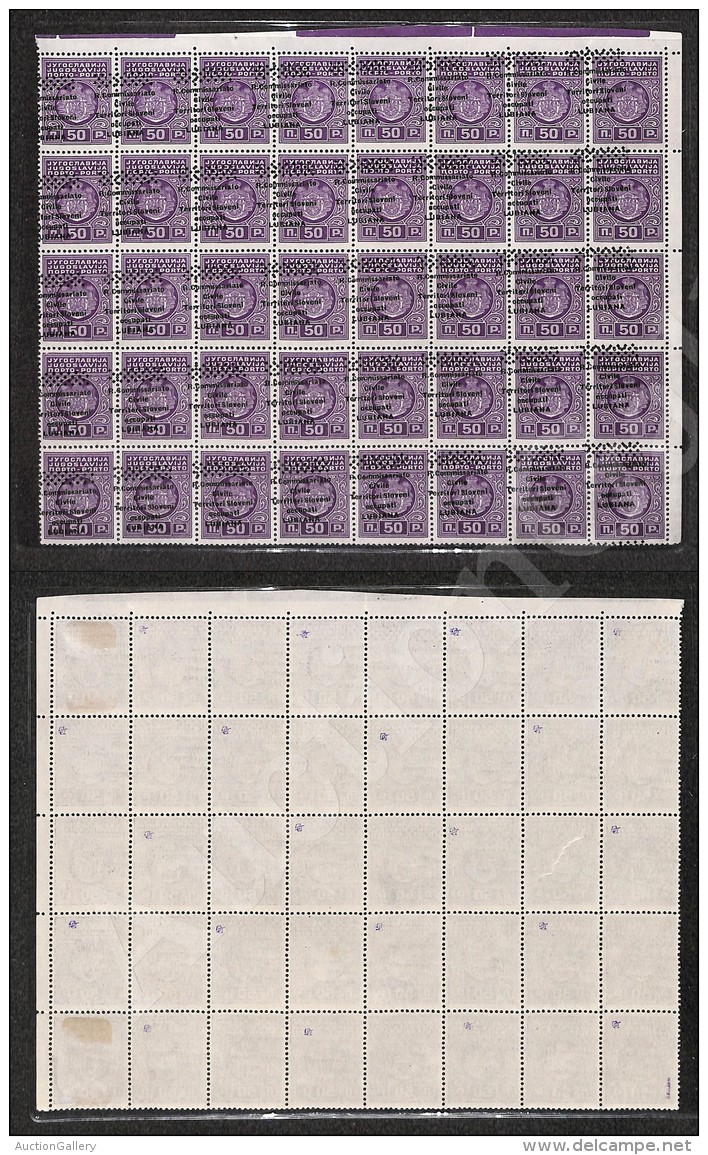 1941 - Blocco Angolare Di Quaranta Del 50 Para (6d - Segnatasse) Con Soprastampa Obliqua - Cert. AG - Splendido... - Otros & Sin Clasificación