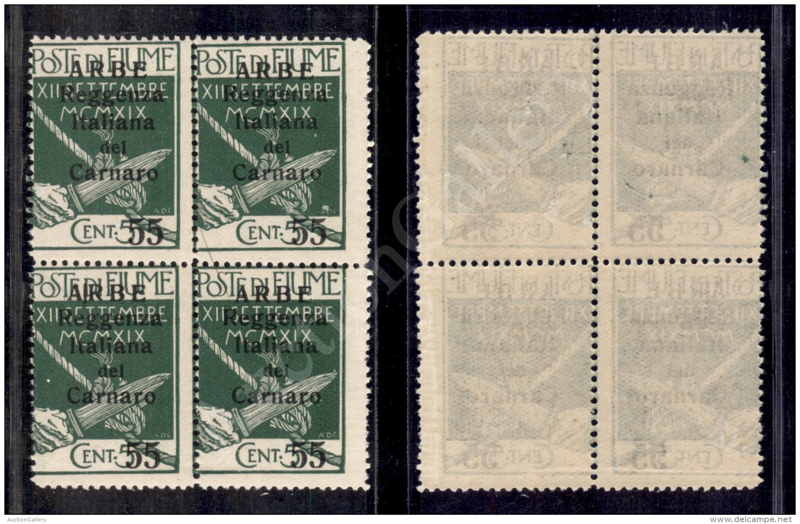 1920 - Quartina 55 Cent Su 5 (10) - Gomma Integra - Cert. AG. (1.200) - Otros & Sin Clasificación