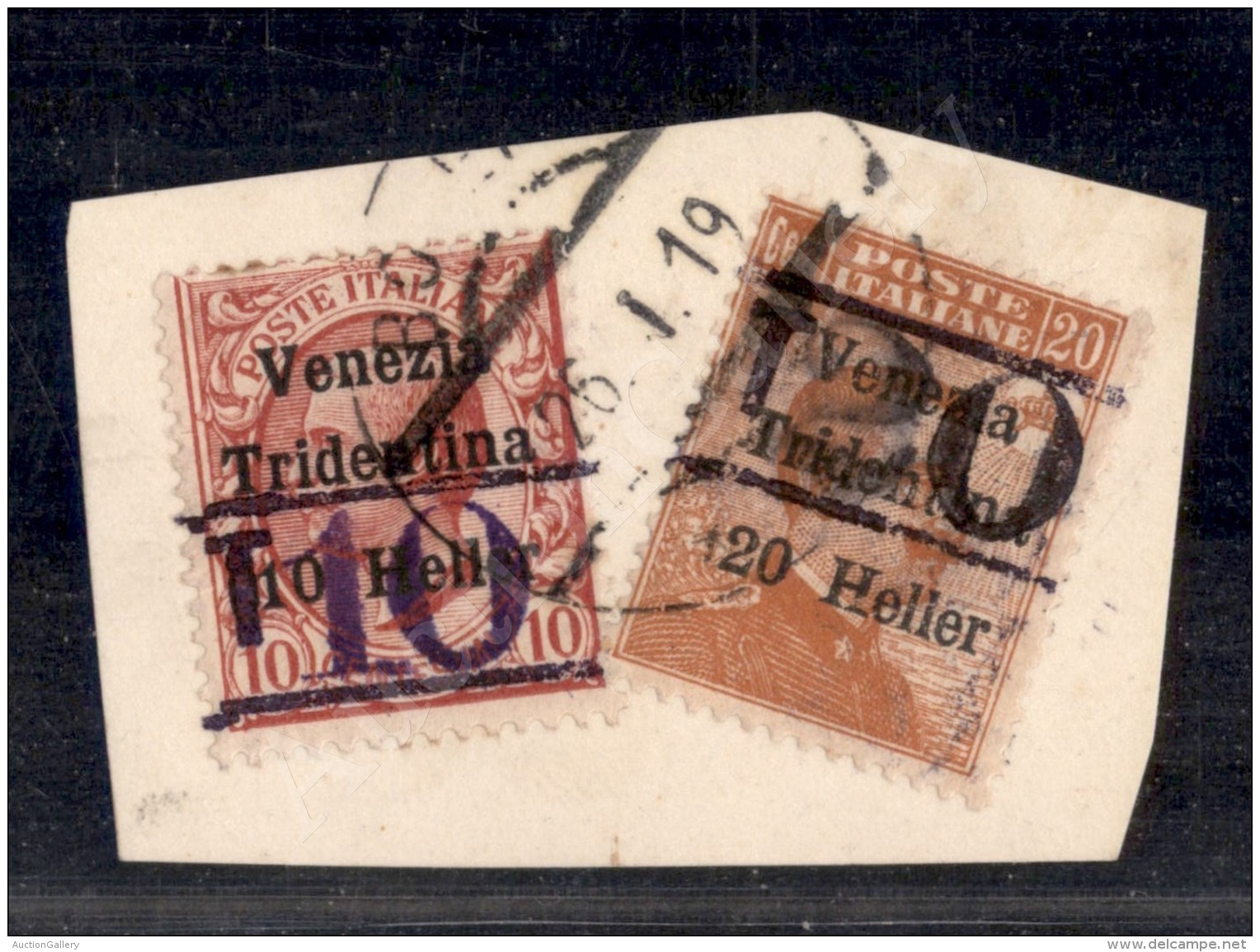 1918 - T10 (BZ3/12) + T20 (BZ3/13) - Due Valori Su Frammento (550) - Sonstige & Ohne Zuordnung