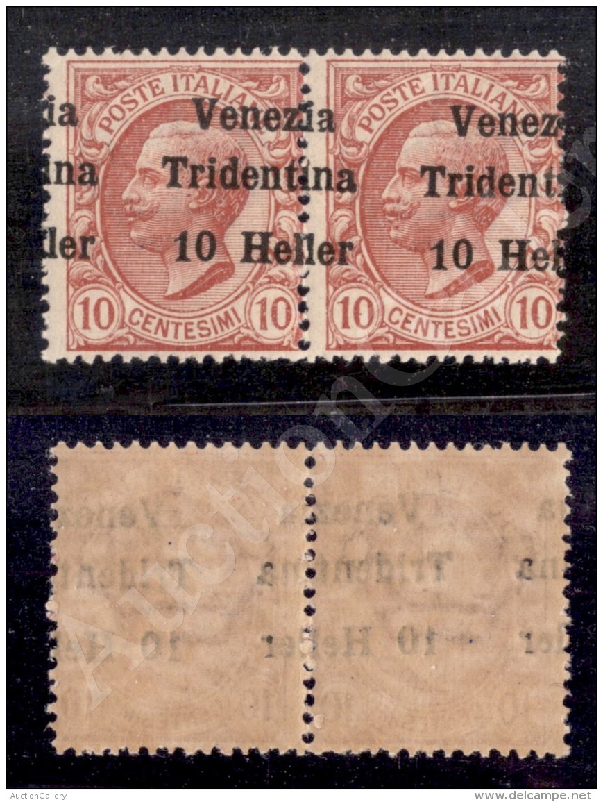 1918 - Coppia 10 Heller Su 10 Cent (29ga Variet&agrave;) - Soprastampe Inclinate Con Spostamento Maggiore Del... - Otros & Sin Clasificación