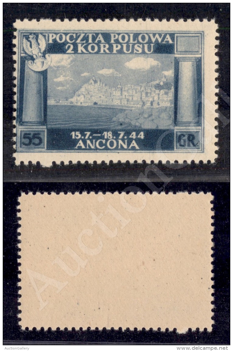 Corpo Polacco - 1946 - 55 Groszy (6A) Carta Giallastra  E Spessa - Gomma Integra - Cert.  AG (550) - Other & Unclassified