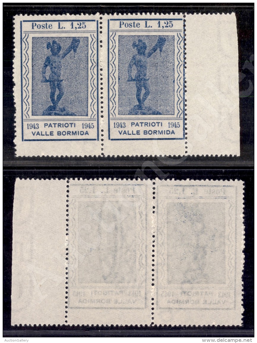 1945 - 1,25 Lire Perseo (14bb) - Coppia Con Filigrana Corona  Al Centro - Senza Gomma (900) - Other & Unclassified