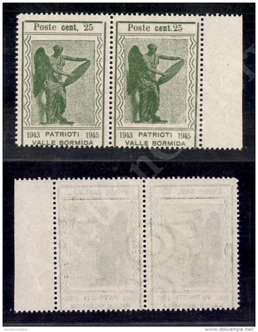 1945 - 25 Cent Vittoria Alata (11bb) - Coppia Con Filigrana Al Centro - Virgola Nel Pezzo Di Sinistra - 25... - Otros & Sin Clasificación