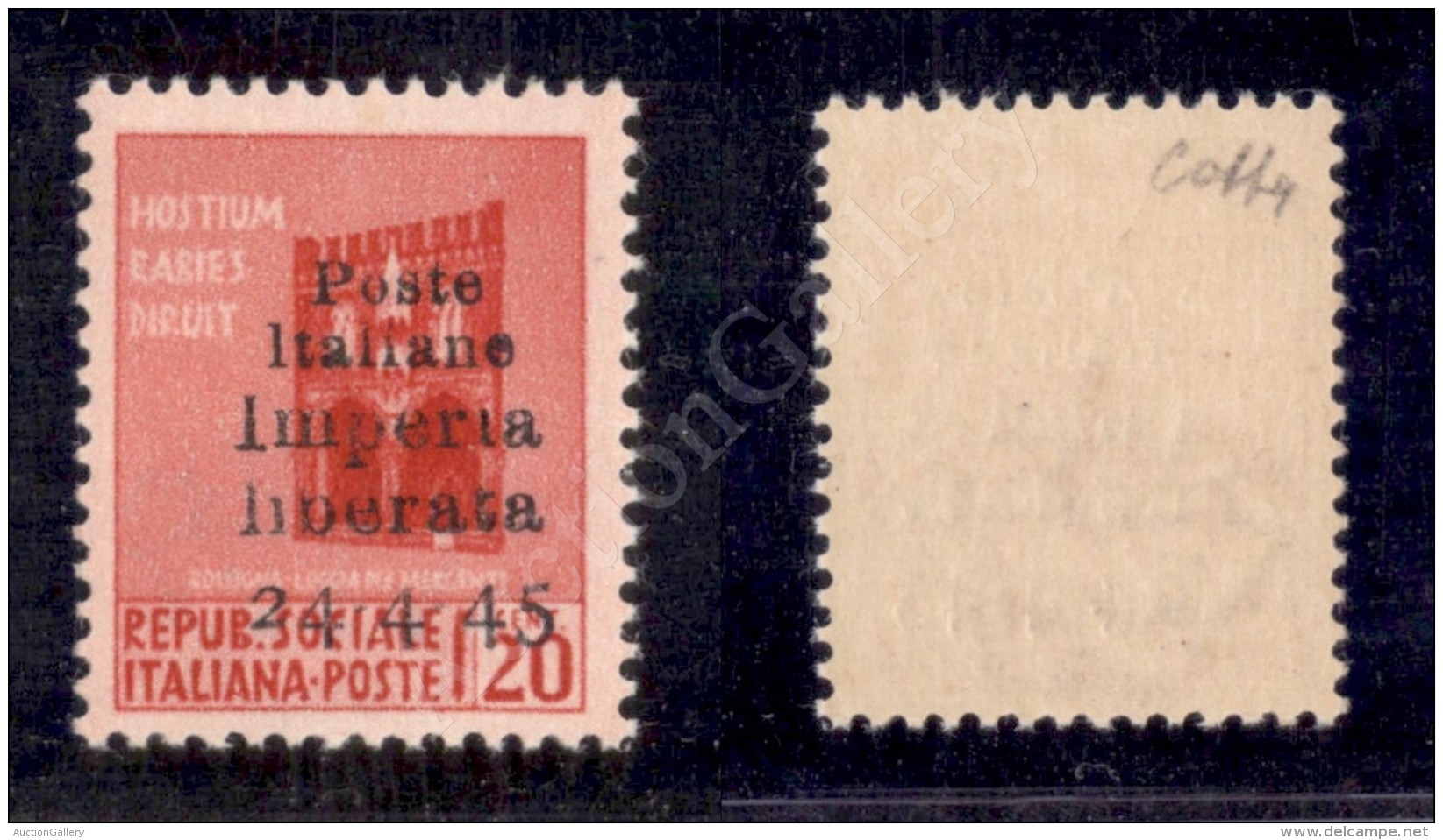 Imperia - 1945 - Non Emessi - 20 Cent (22) Con I Di Imperia Spezzato - Gomma Integra - Cert. Colla - Trattino Tra 4... - Otros & Sin Clasificación