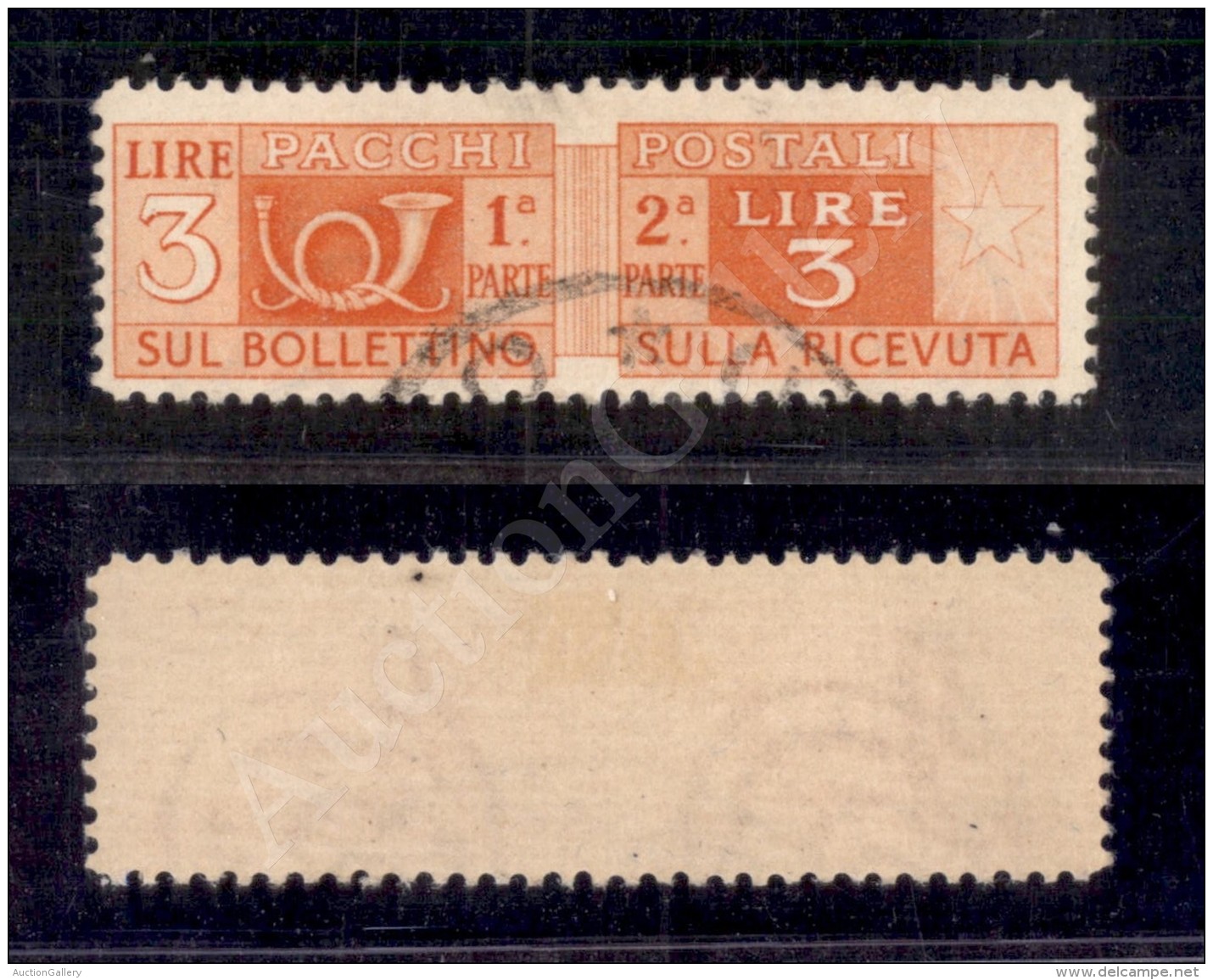 1946/1951 - 3 Lire (70/Ip - Pacchi Postali) Non Dentellato Al Centro (350) - Sonstige & Ohne Zuordnung