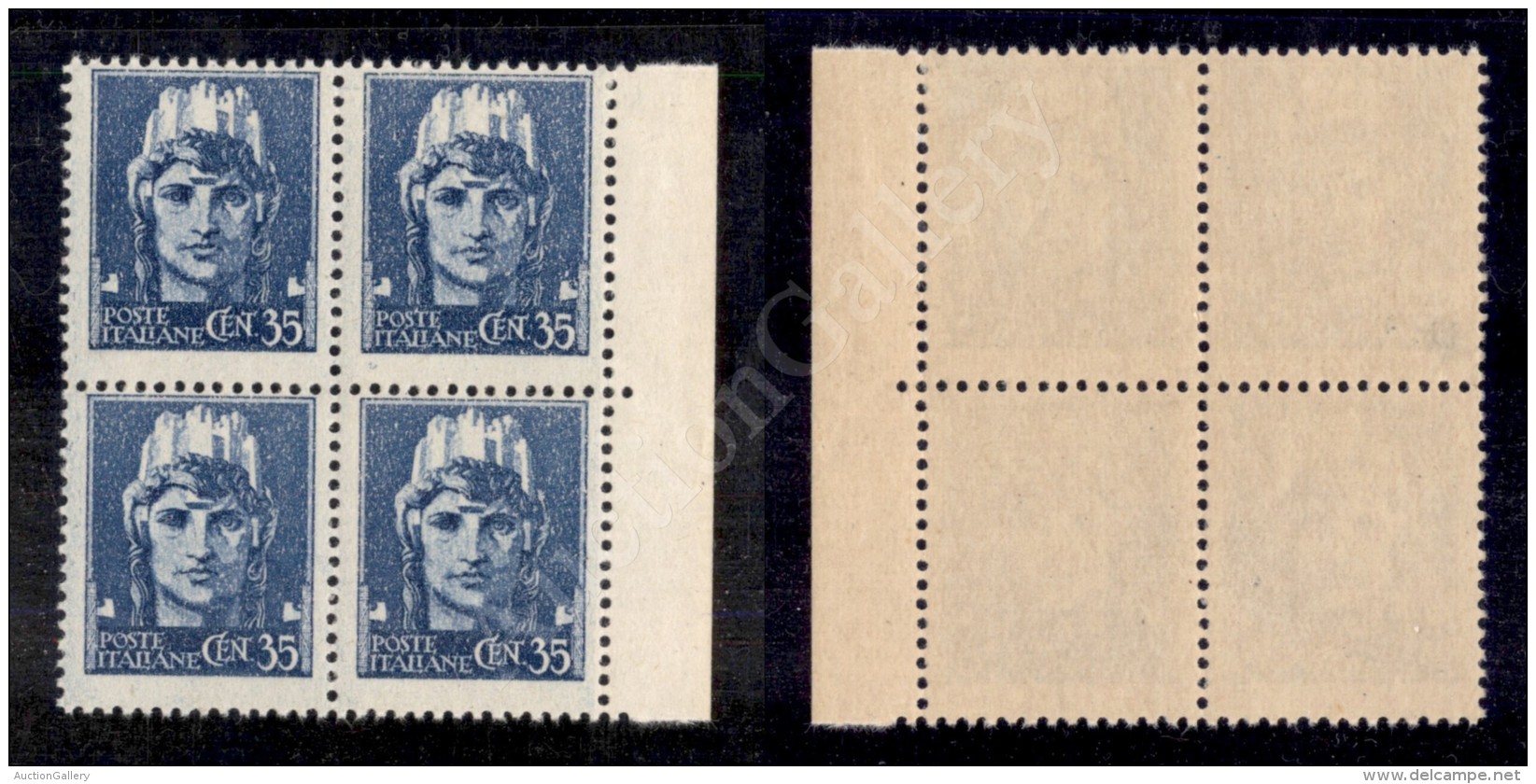 1945 - Quartina 35 Cent Imperiale (527a) Stampa Evanescente - Bordo Foglio - Gomma Integra (700) - Other & Unclassified