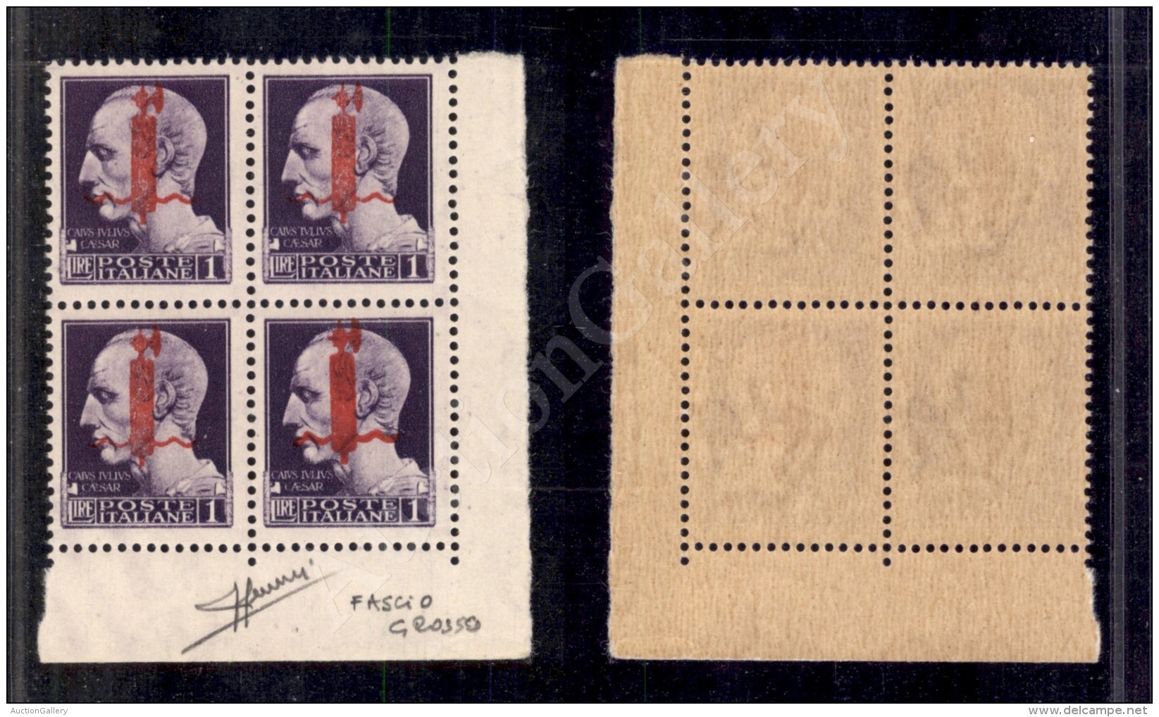 1944 - Saggi - Verona - 1 Lira (P20) In Quartina Angolare Con Fascio Grosso (pos. 100) - Raro Insieme - Cert.... - Sonstige & Ohne Zuordnung