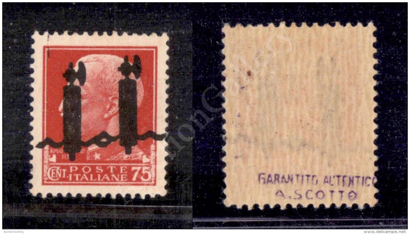 1944 - 75 Cent (494Cb) Con Doppio Fascio Grosso (pos. 100) - Gomma Integra - Cert. AG - Other & Unclassified