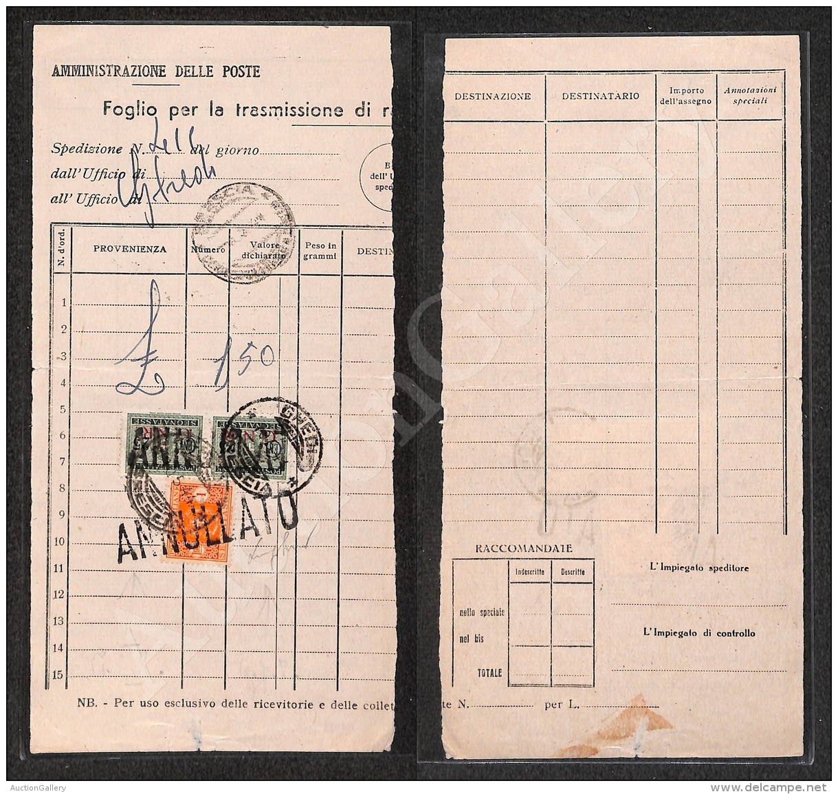 1944 - GNR Brescia - 25 Cent (50/I - Segnatasse) - Coppia Con Complementare (42) Su Modulo Postale - Ghedi 10.5.44... - Other & Unclassified