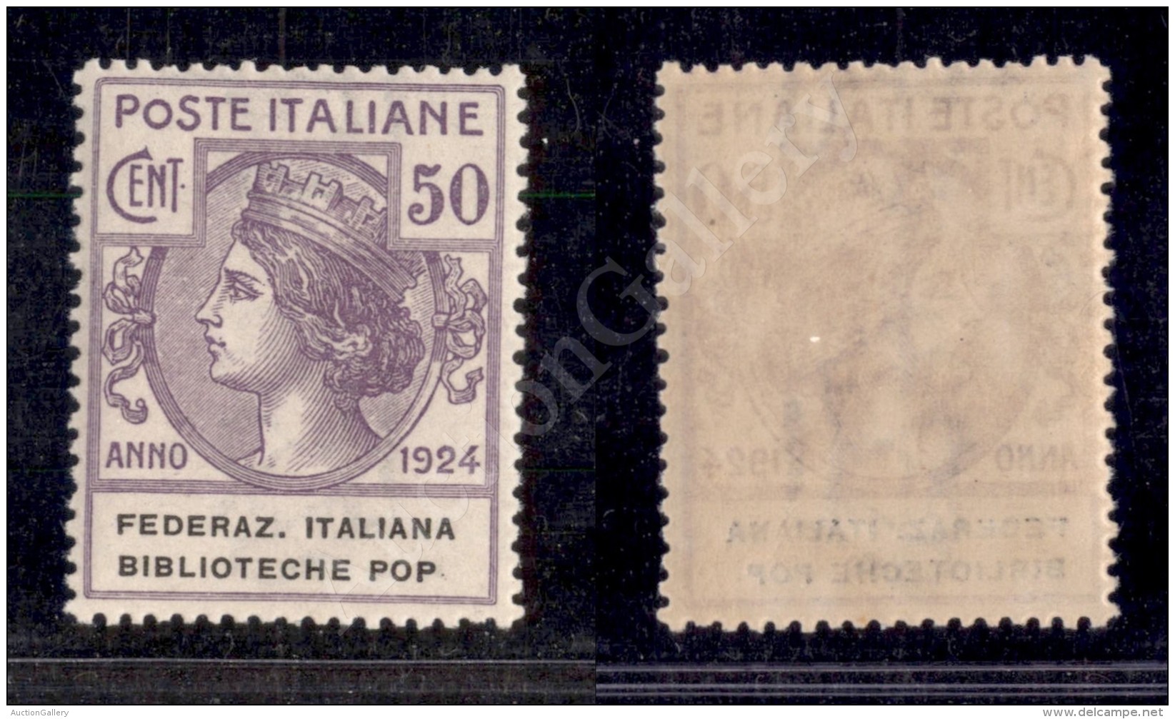 1924 - 50 Cent Federaz. Italiana Biblioteche (36b - Enti Parastatali) Senza Punto Dopo Pop - Gomma Integra -... - Otros & Sin Clasificación