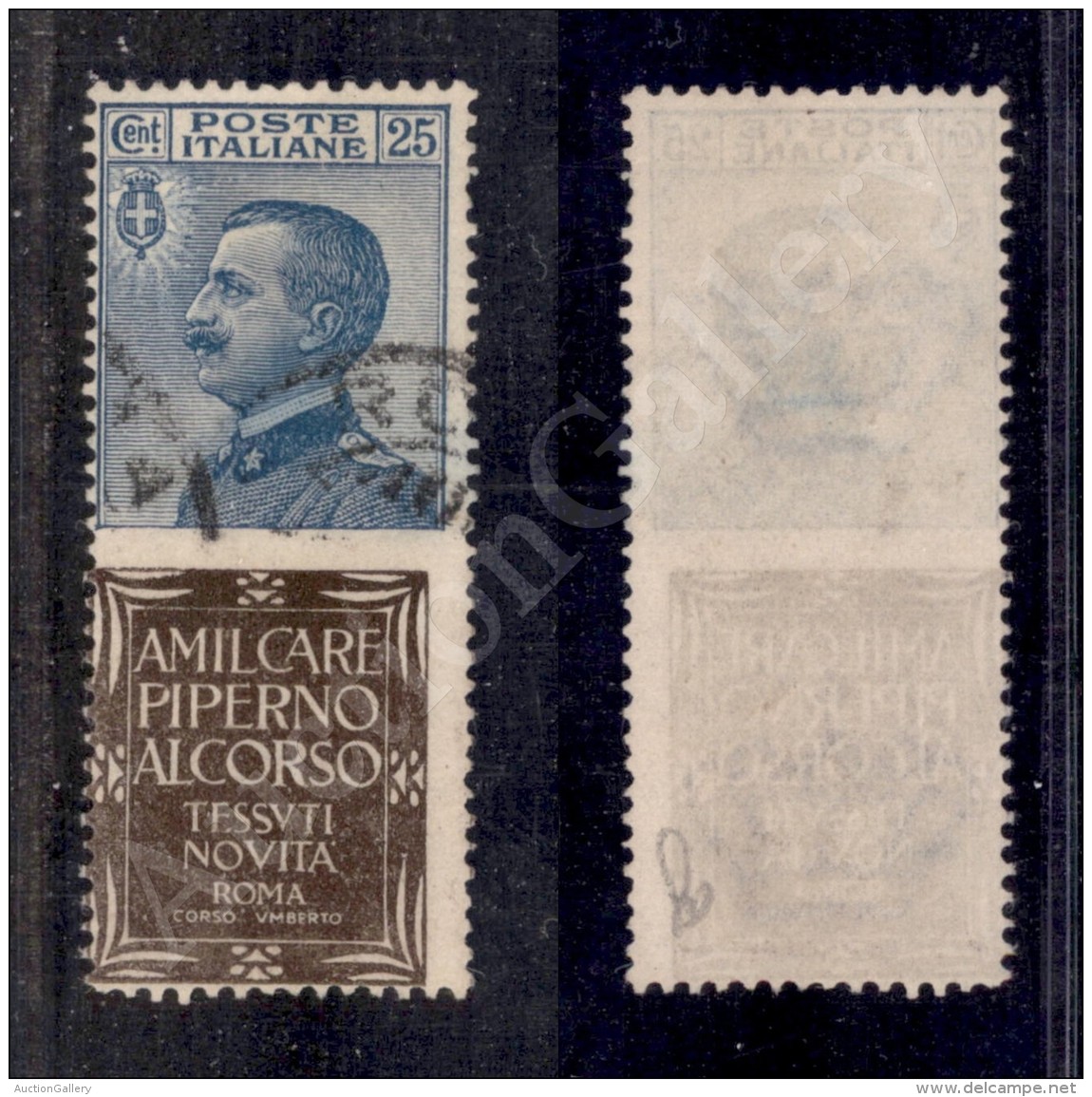 1924 - 25 Cent Piperno (6 - Pubblicitari) Usato Con Annullamento Originale - Vignetta Spostata A Sinistra Sulla... - Otros & Sin Clasificación