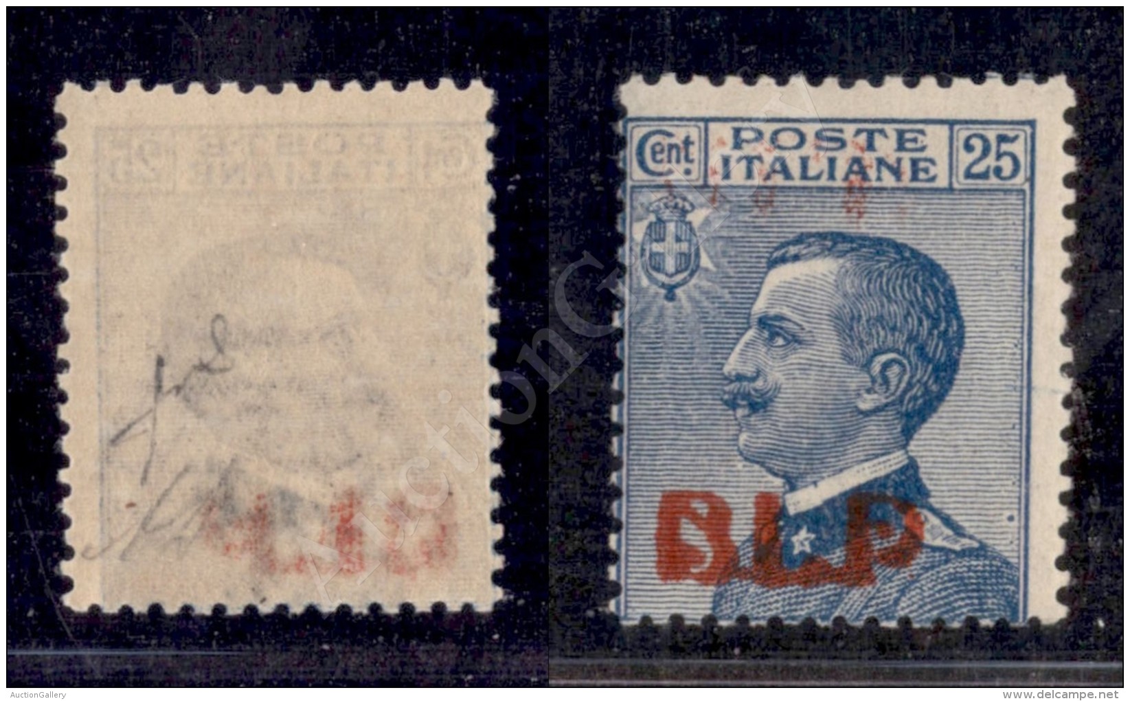 1921 - BLP - 25 Cent Azzurro (3- Variet&agrave;) Con Decalco Recto Verso Nuovo Con Gomma Integra - Otros & Sin Clasificación