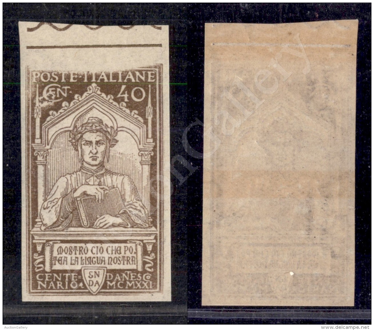 1921 - 40 Cent Dante (118ea Non Dentellato) Con Stampa Evanescente Incompleta - Nuovo Con Gomma Integra (720+) - Other & Unclassified