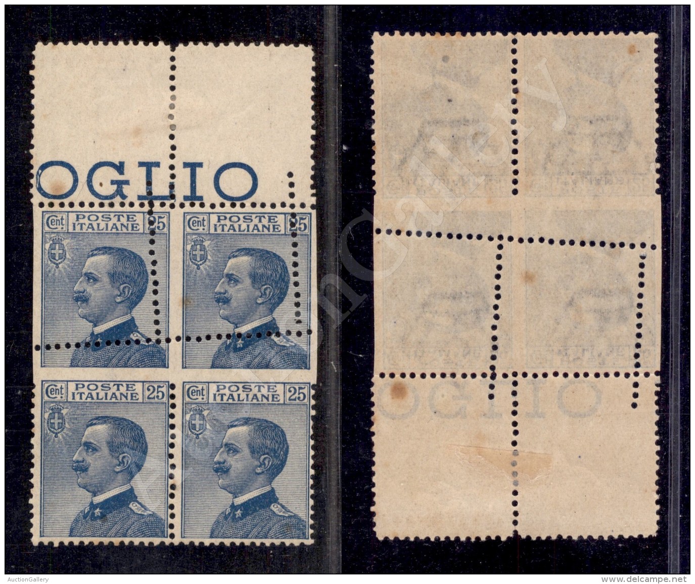 1908 - 25 Cent (83 Variet&agrave;) In Quartina Con Dentellatura A Pettine Del Centro Obliqua E Spostata - Nuova Con... - Sonstige & Ohne Zuordnung