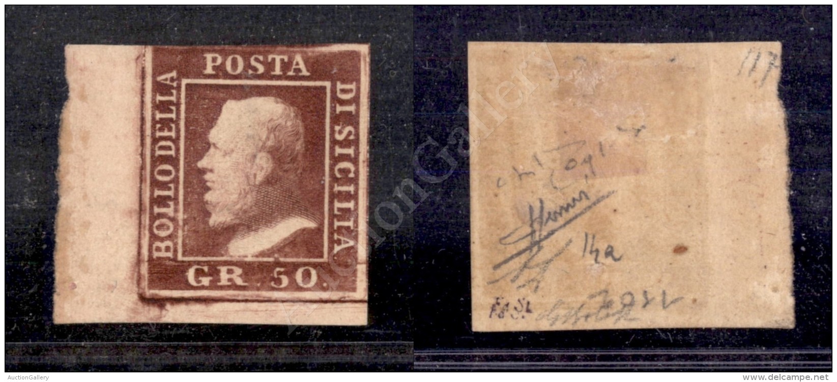 1859 - 50 Grana Cioccolato (14a) Angolo Di Foglio (pos. 91) Nuovo Con Gomma - Preciso In Alto - Sorani + Raybaudi... - Other & Unclassified