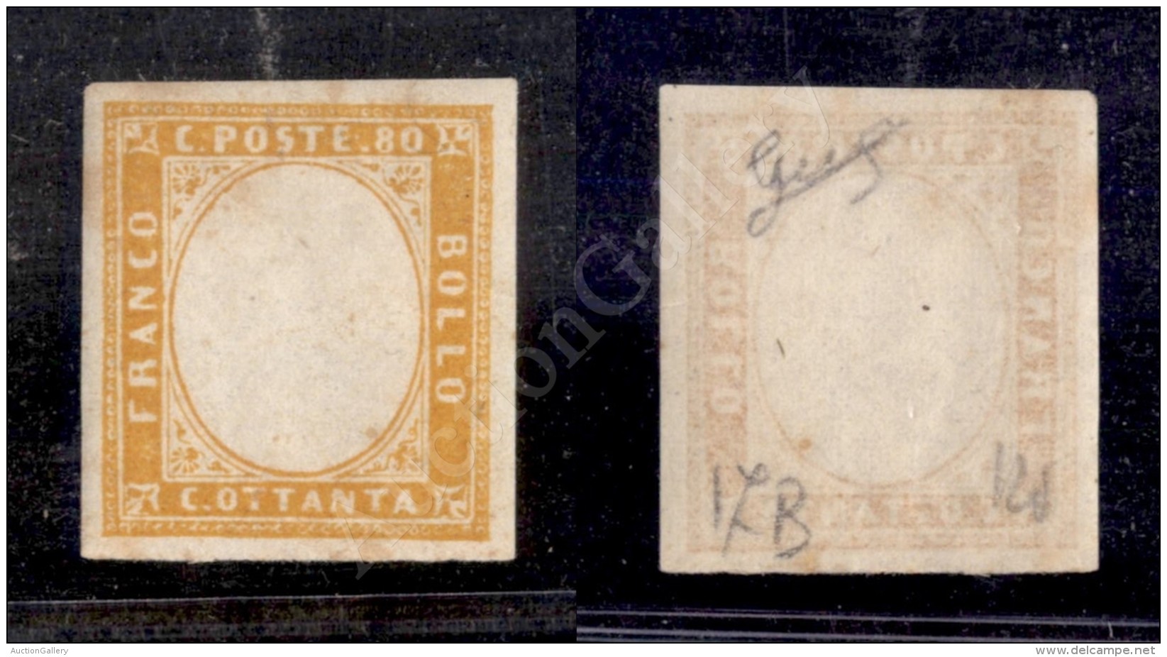 1863 - 80 Cent Giallo Arancio (17B) Senza Effigie - Gomma Integra - Biondi - Other & Unclassified