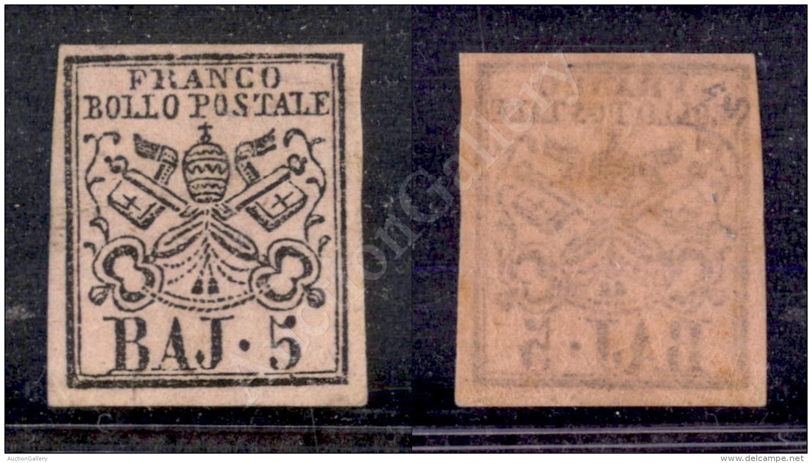 1852 - 5 Baj Rosa (6) Nuovo Con Gomma Integra - Ottimi Margini - E. Diena (900) - Autres & Non Classés