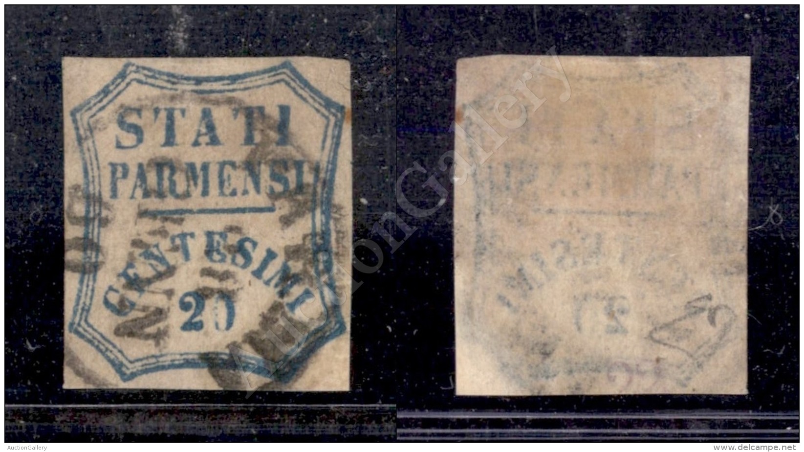 1859 - 20 Cent Azzurro Scuro (15b) - Buoni Margini - Parma 28.1.60 - Diena (1.100) - Otros & Sin Clasificación