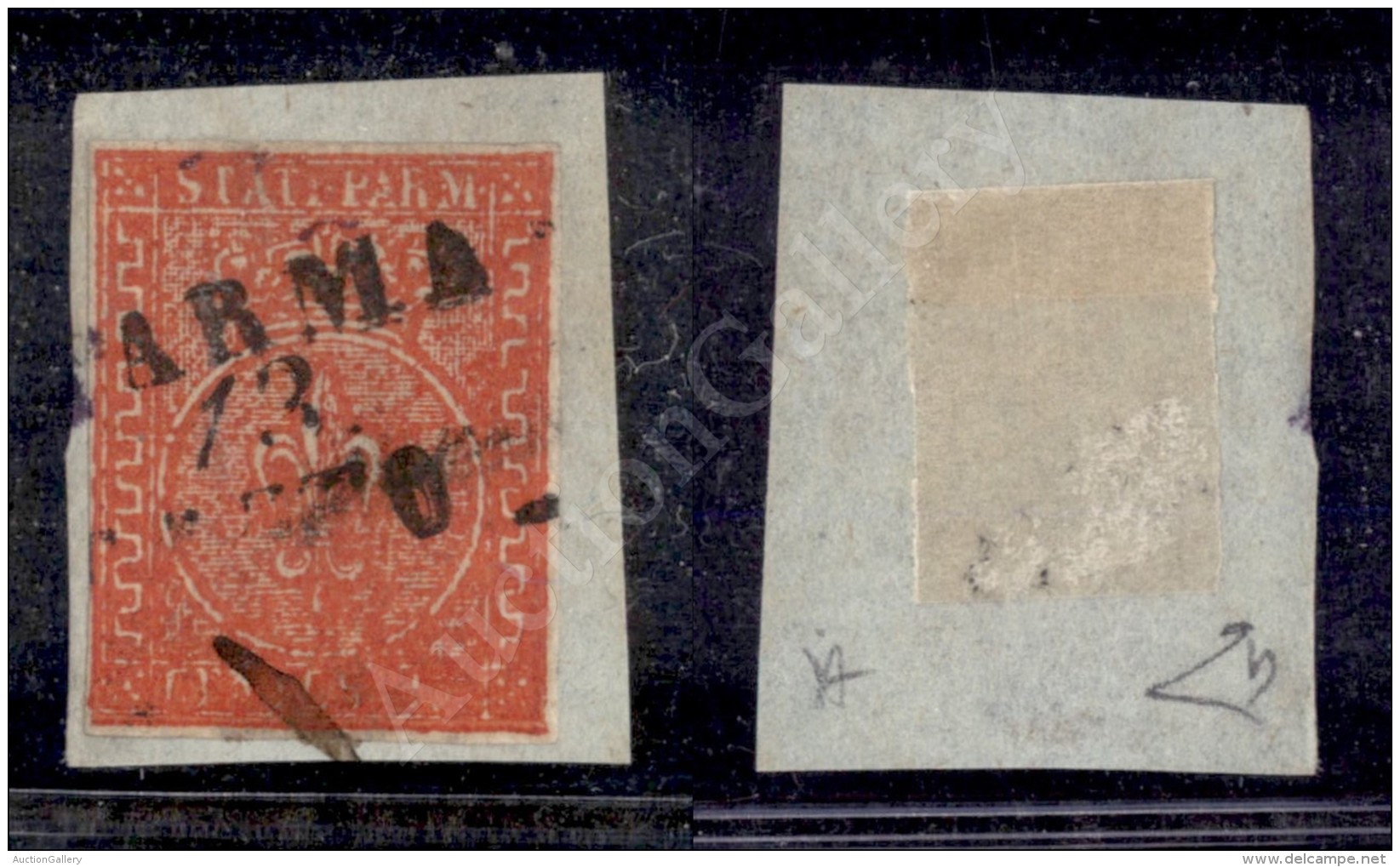 1853 - 25 Cent Vermiglio (7e) - Tassello Del Valore Molto Inchiostrato (senza Cifra) - Margini Buoni/ottimi - E.... - Other & Unclassified