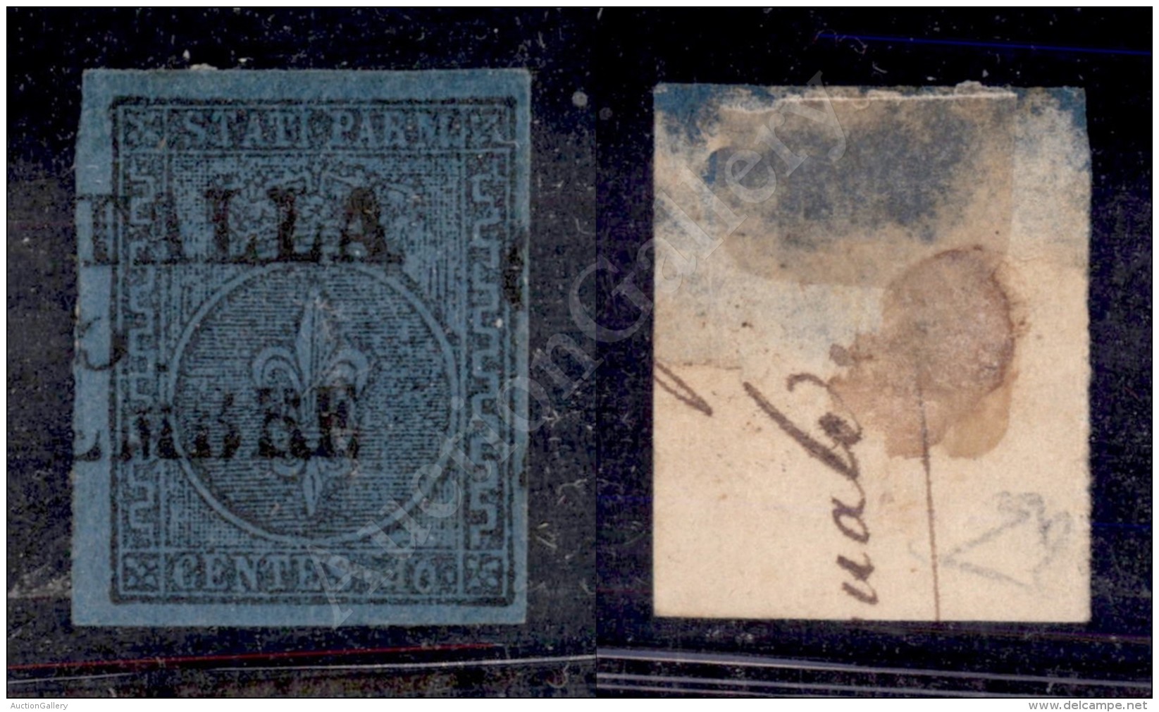 1852 - 40 Cent Azzurro Chiaro Con Greca Di Destra Larga (5c) - Diena - Splendido (2.500) - Other & Unclassified