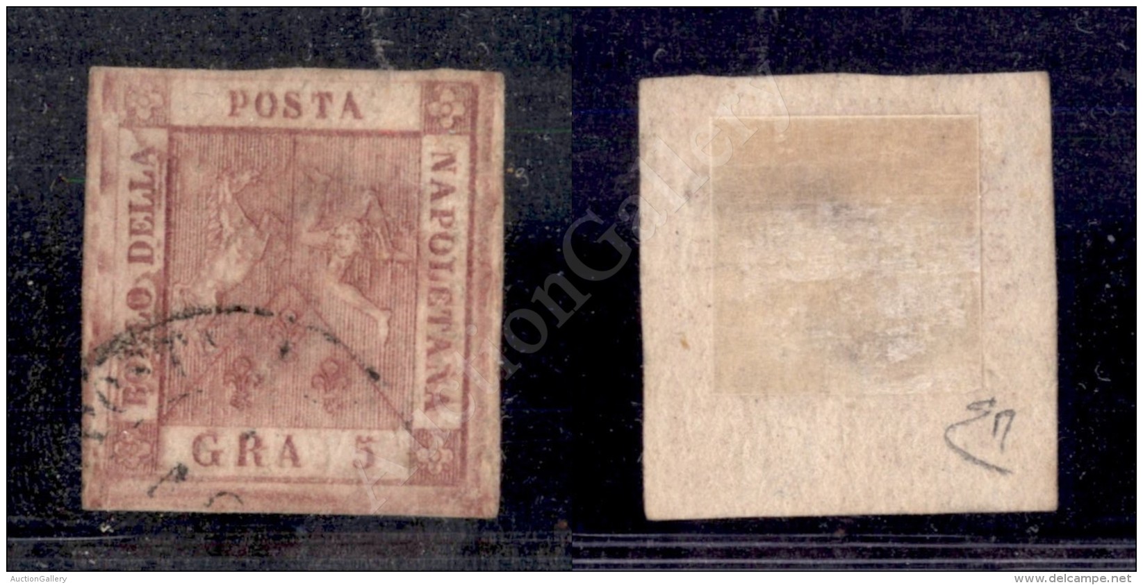 1859 - 5 Grana Rosa Bruno (9) - R. Posta Mil. Sarda (P.ti R1) - Ben Marginato - E. Diena - Altri & Non Classificati