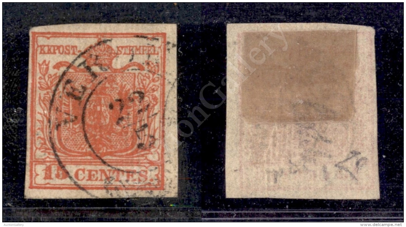 1851 - 15 Cent Rosso Vermiglio (15) - Carta A Coste Verticali (1.200) - Andere & Zonder Classificatie