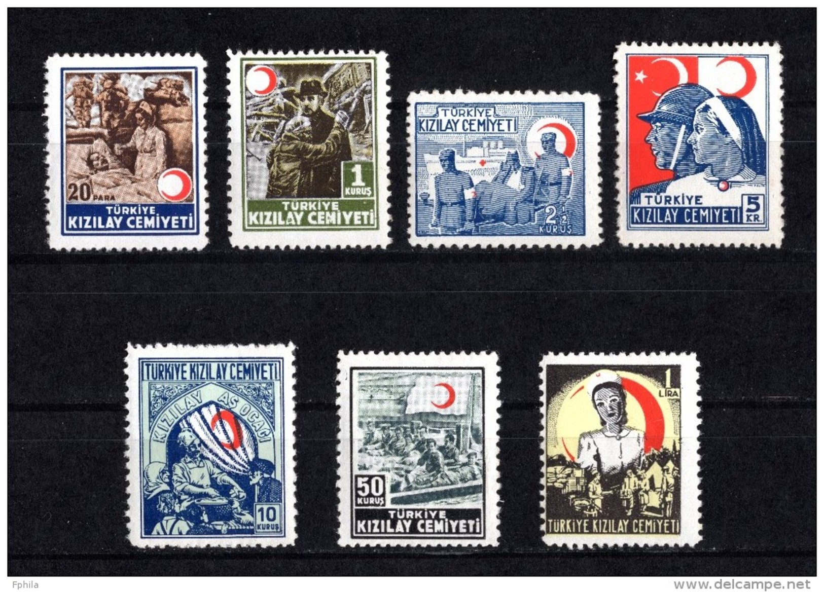 1944 - 1945 TURKEY RED CRESCENT SOCIETY STAMPS ACHIEVEMENTS OF THE RED CRESCENT MNH ** - Timbres De Bienfaisance