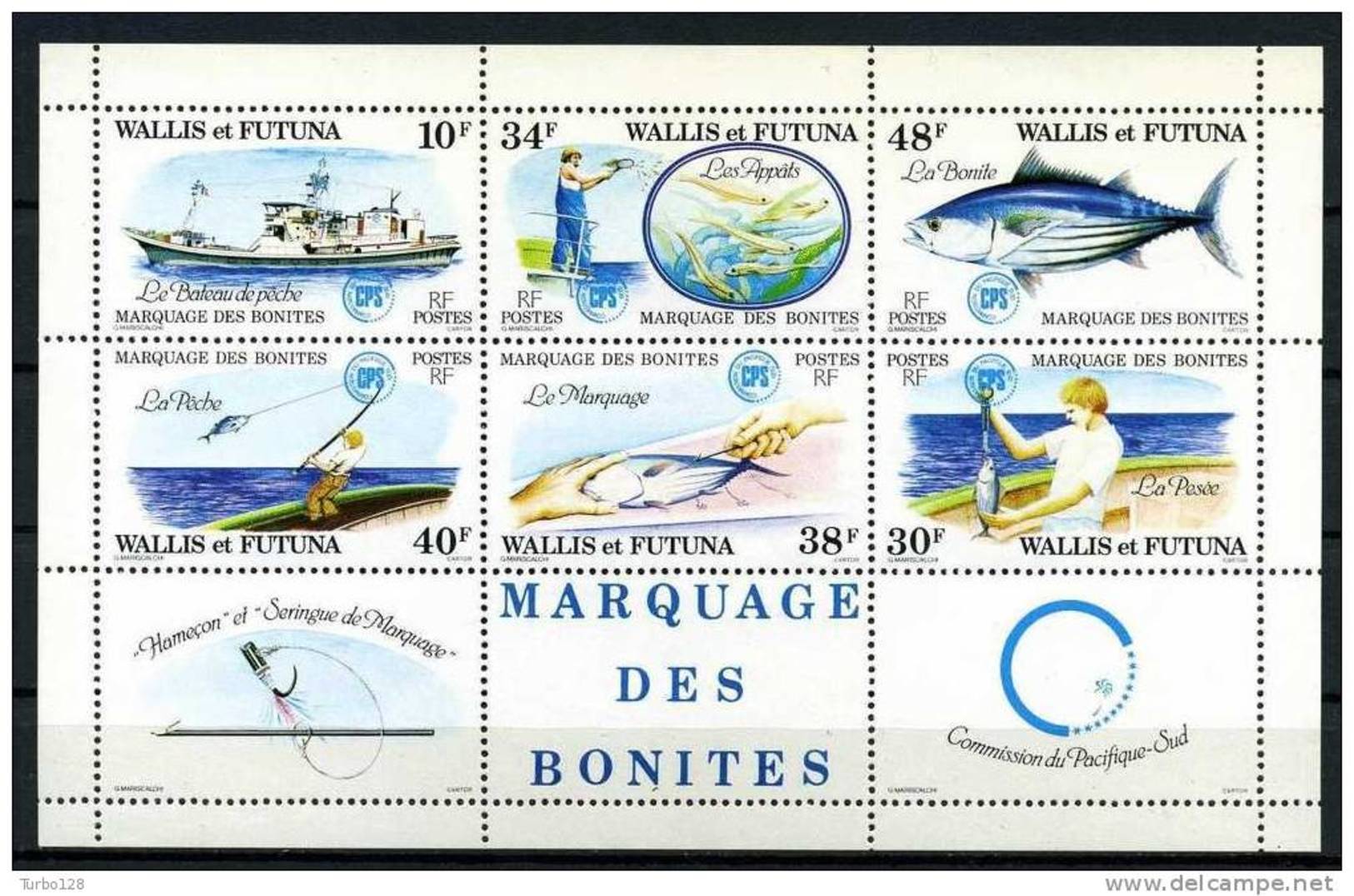 WALLIS FUTUNA 1979 Bloc N° 2 ** Neuf MNH Superbe Cote 29.50 &euro; Poissons Bateaux Pêche Fishes Boats Bonites - Hojas Y Bloques