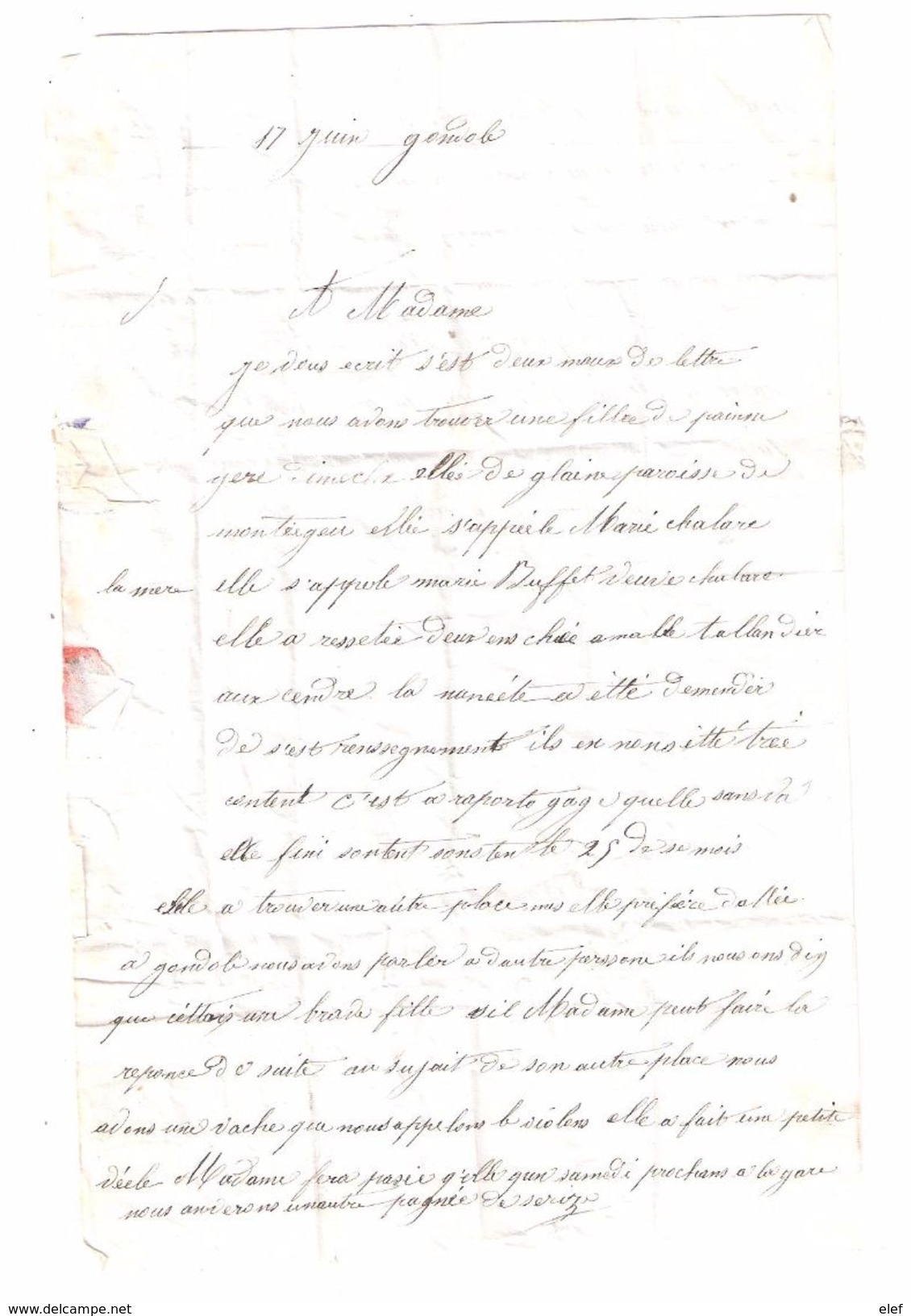 Lettre De VEYRE, Puy De Dôme PC 3549 Sur Empire N° 14 B, 18 Juin 1861 > Mme Teillard D' Eyry , St Germain Lembron; TEXTE - 1849-1876: Période Classique