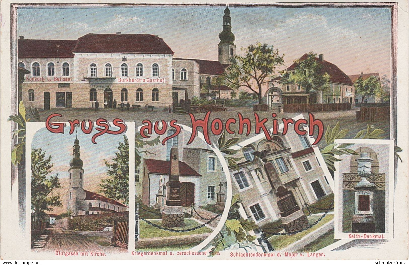 Litho AK Hochkirch Burkhardt 's Gasthof Denkmal A Cunewalde Pommritz Kuppritz Bautzen Löbau Sornssig Kubschütz Plotzen - Hochkirch