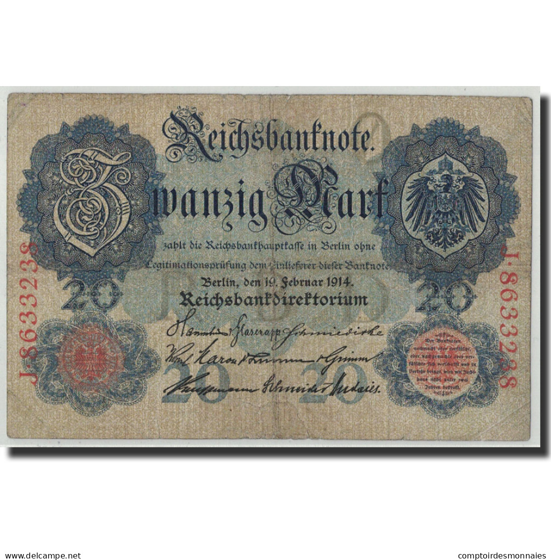 Billet, Allemagne, 20 Mark, 1914, 1914-02-19, KM:46b, TB - 20 Mark