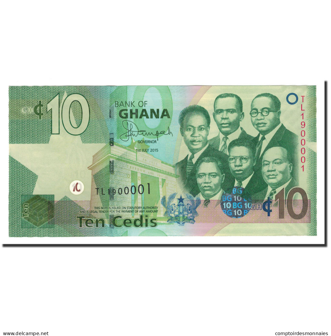 Billet, Ghana, 10 Cedis, 2007-2015, 2015-07-01, KM:39f, NEUF - Ghana