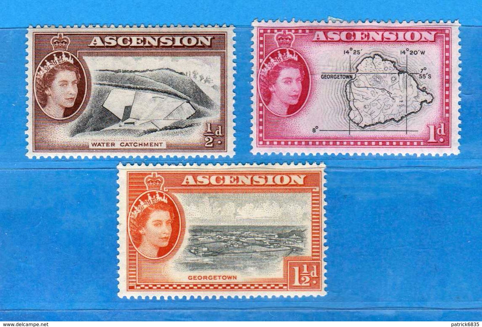 Ref. (Mn.1 )ASCENSION ISLAND - * 1956 - Elisabetta II, Yvert 63-64-65. MH. Vedi Descrizione - Ascension