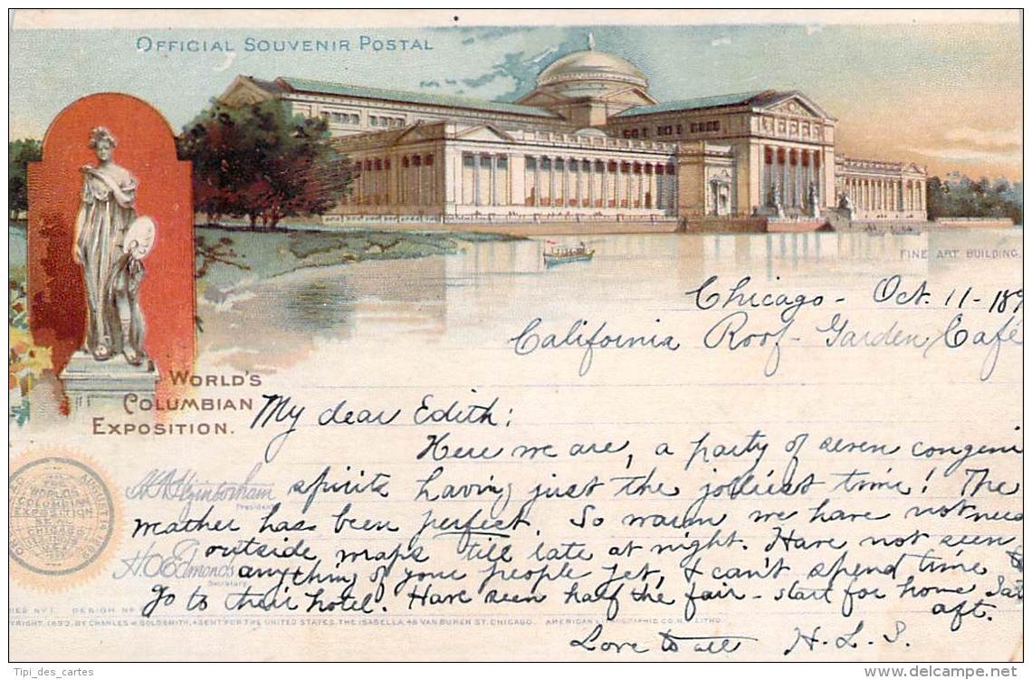 USA - Chicago 1893 - World's Columbian Exposition, Fine Art Building (Stationary Entier Postal) - Chicago