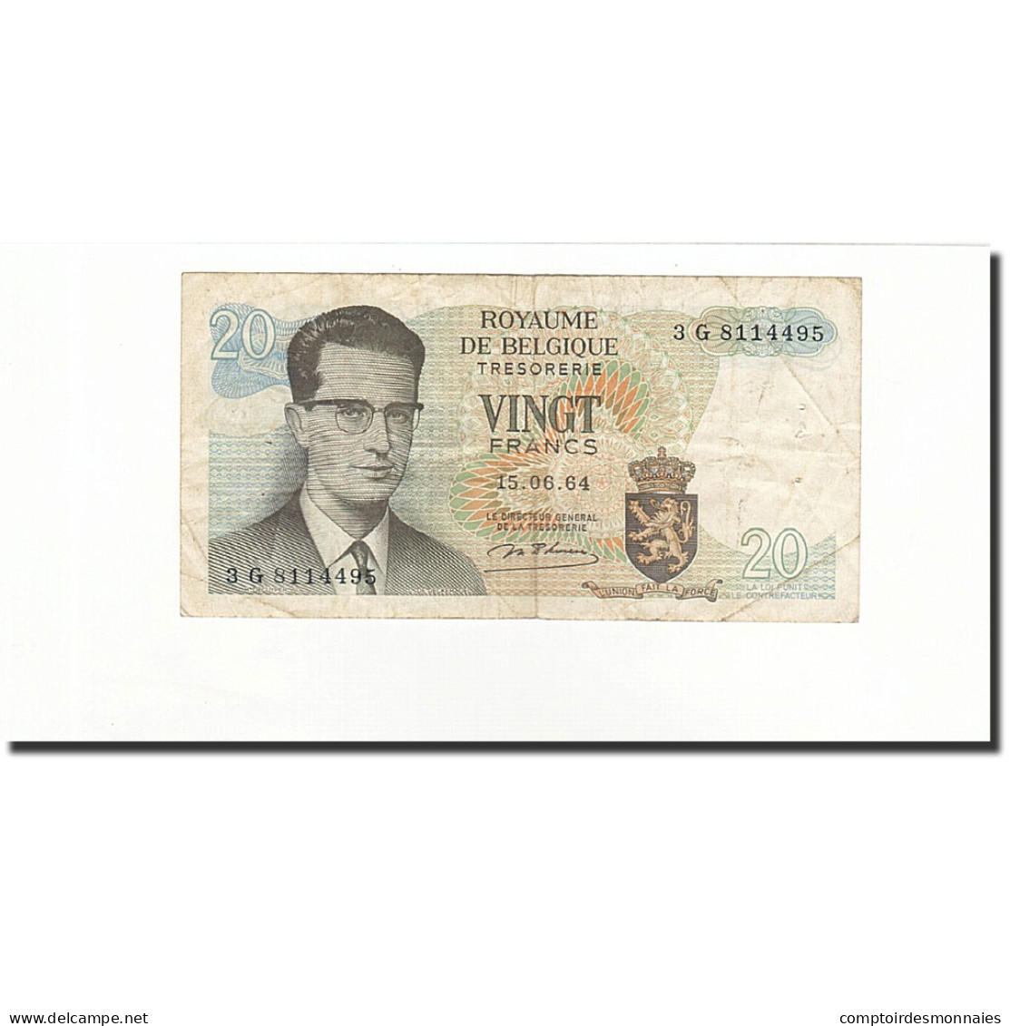 Billet, Belgique, 20 Francs, 1964-06-15, KM:138, B+ - 20 Francs